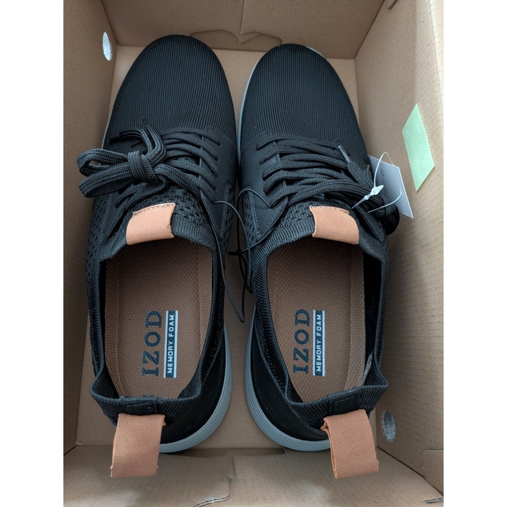 Izod Men's Bannister Memory‎ Foam Lace-Up Shoes BLACK Size 11